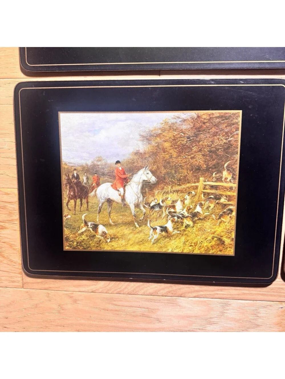 Vintage Pimpernel Fox Hunting Scene Placemats Set of 4 Cork Back England w/ Box